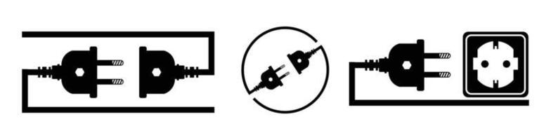 ícone de plugue elétrico e tomada desconectada, tomada de tomada elétrica ícone de ilustração vetorial vetor
