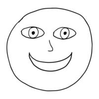 cara de doodle bonito dos desenhos animados isolado no fundo branco. sinal emocional, cabeça sorridente. vetor