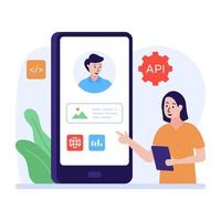 interface de programação de aplicativos, ilustração plana da interface api vetor