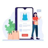 compras on-line, m commerce, ilustração plana de comércio eletrônico vetor