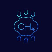 metano, ícone de vetor de linha de redução de emissões ch4