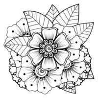 flor mehndi para henna, mehndi, tatuagem, decoração. ornamento decorativo em estilo oriental étnico, ornamento de doodle, desenho de mão de contorno. página do livro para colorir. vetor