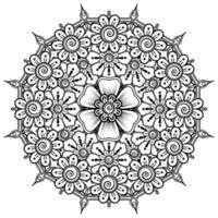 padrão circular em forma de mandala para henna, mehndi, tatuagem, decoração. ornamento decorativo em estilo oriental étnico. página do livro para colorir. vetor