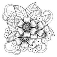 flor mehndi para henna, mehndi, tatuagem, decoração. ornamento decorativo em estilo oriental étnico, ornamento de doodle, desenho de mão de contorno. página do livro para colorir. vetor