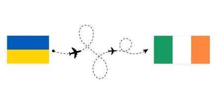voo e viagem da ucrânia para a irlanda pelo conceito de viagem de avião de passageiros vetor