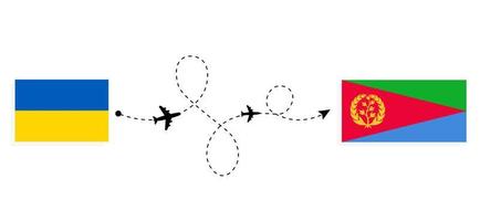 voo e viagem da ucrânia para a eritreia pelo conceito de viagem de avião de passageiros vetor