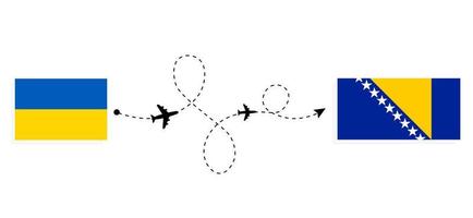 voo e viagem da ucrânia para a bósnia e herzegovina pelo conceito de viagem de avião de passageiros vetor