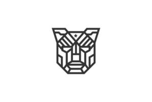 vetor de design de logotipo de linha de rosto de robô de ferro geométrico