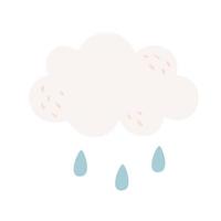 nuvem fofa com gotas de chuva. ilustração vetorial desenhada à mão vetor