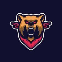 cabeça de logotipo de mascote de urso vetor