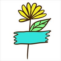 clipart de fita colorida. flor gravada. vetor de papel rasgado.