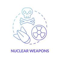 ícone de conceito gradiente azul de armas nucleares. ilustração de linha fina de idéia abstrata de uso de energia nuclear. reações de fusão. arma destrutiva desumana. desenho de cor de contorno isolado de vetor