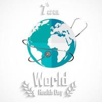 conceito de dia mundial da saúde com globo e estetoscópio vetor