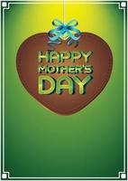 feliz dia das mães em forma de coração de madeira em fundo verde de fita pendurada vetor