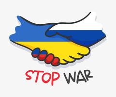 paz para a ucrânia. vetor de aperto de mão para acabar com a guerra entre a ucrânia e a rússia paz para a ucrânia