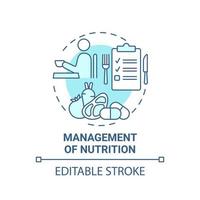 gestão do ícone do conceito de nutrição azul. plano dietético de reabilitação idéia abstrata ilustração de linha fina. reabilitação pulmonar. assistência médica. desenho de cor de contorno isolado de vetor. traço editável vetor