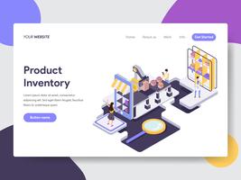 Molde da página da aterrissagem do conceito Inventory Illustration do produto. Conceito de design plano isométrico de design de página da web para o site e site móvel. vetor