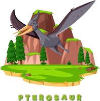 cartão de palavras de dinossauro para pterossauro vetor
