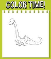 modelo de planilhas com texto de tempo de cor e dinossauro vetor