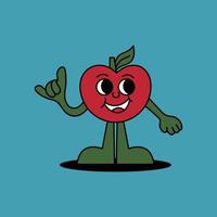 design de mascote de personagem bonito de fruta maçã vermelha feliz. ilustração de arte vetorial vetor