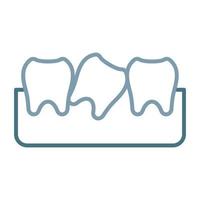 ícone de duas cores da linha do dente do siso vetor