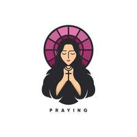 mulher cristã rezando vetor