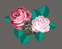 desenho clássico colorido de ícone de flor rosa vetor