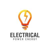energia elétrica com modelo de vetor de design de logotipo gradiente de lâmpada
