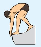 um homem pronto para pular esporte de natação vetor