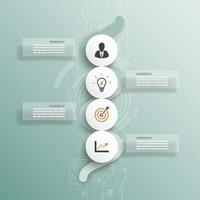 modelo de infográfico de vetor com etiqueta de papel 3d, círculos integrados. conceito de negócio com 4 opções. para conteúdo, diagrama, fluxograma, etapas, peças, infográficos de linha do tempo, fluxo de trabalho, gráfico.