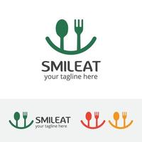design de logotipo de comida feliz vetor