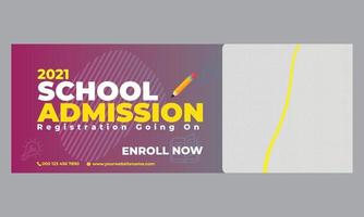 design de modelo de capa de admissão escolar 2021 vetor
