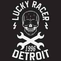 design de camiseta de lucky racer 1996 detroit vetor