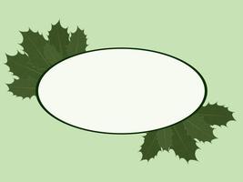 fundo verde claro com moldura oval e ilustração vetorial de folhas de azevinho vetor