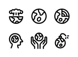 conjunto simples de ícones de linha de mudança climática. contém ícones como explosão, terra, salvar o planeta e muito mais. vetor