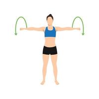 mulher fazendo exercício de círculos de braço. ilustração vetorial plana isolada no fundo branco vetor