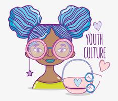 Desenhos animados millenial da mulher da cultura de juventude vetor