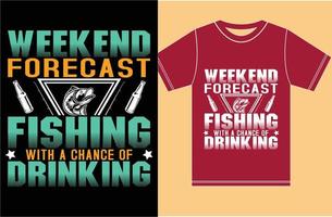design de camiseta de amante de pesca. pesca com design de t-shirt de cerveja. vetor