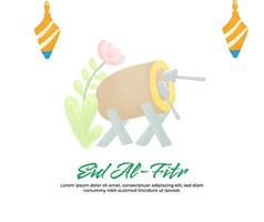 eid al fitr em estilo aquarela vetor