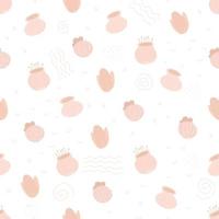 botões de flores cor de rosa bonitos isolados no fundo branco. desenho padrão sem emenda de vetor. estilo de desenho animado para têxteis, papel de embrulho, design plano de fundo. vetor