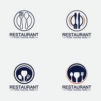 definir logotipo do restaurante com ícone de colher e garfo, conceito de bebida de comida de design de menu para restaurante de café vetor