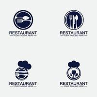 definir logotipo do restaurante com ícone de colher e garfo, conceito de bebida de comida de design de menu para restaurante de café vetor