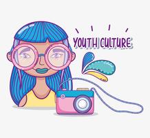 Desenhos animados millenial da mulher da cultura de juventude vetor