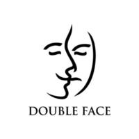 duas faces, modelo de vetor de logotipo de dupla face, elemento de design para logotipo, pôster, cartão, banner, emblema, camiseta. ilustração vetorial