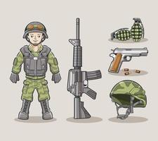 ilustração vetorial de conjunto de caracteres do exército vetor