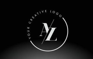 design de logotipo de letra az serif branco com corte cruzado criativo. vetor