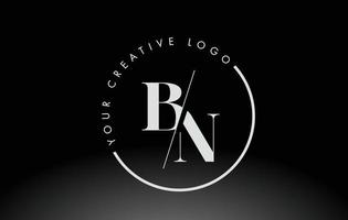 design de logotipo de letra bn serif branco com corte cruzado criativo. vetor