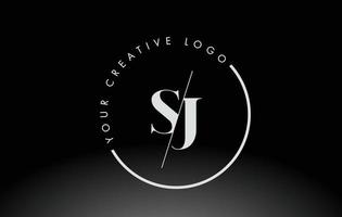 design de logotipo de letra sj serif branco com corte cruzado criativo. vetor