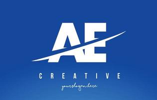 ae ad letter design de logotipo moderno branco fundo amarelo e swoosh. vetor