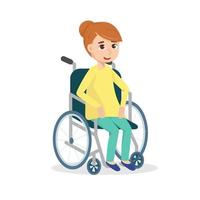 mulher sorridente sentada na ilustração vetorial de cadeira de rodas vetor